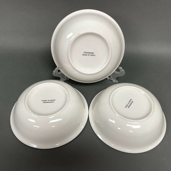 Stoneware Light House Sailboats White Blue Soup Cereal Bowls 7 1/4" Lot of 3 - Picture 6 of 8